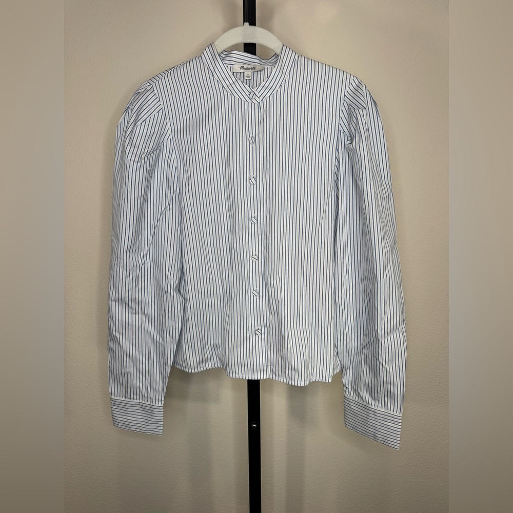 MADEWELL Puff-Sleeve Button-Up Long Sleeve Shirt - size Small - Picture 7 of 9